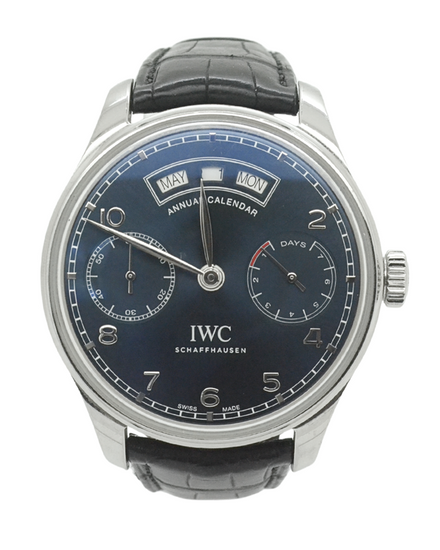 2016 IWC Schaffhausen Portugieser Annual Calendar 44MM Blue Dial Leather Strap (IW503502)
