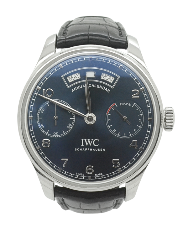 2016 IWC Schaffhausen Portugieser Annual Calendar 44MM Blue Dial Leather Strap (IW503502)