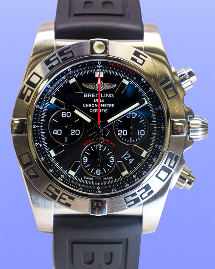 2014 Breitling Chronomat "Flying Fish" 44MM Black Dial Rubber Strap (AB0116)