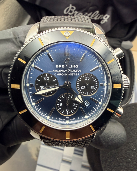 No Reserve - 2021 Breitling Superocean Heritage Chronograph 44MM Blue Dial Rubber Strap (AB0162)