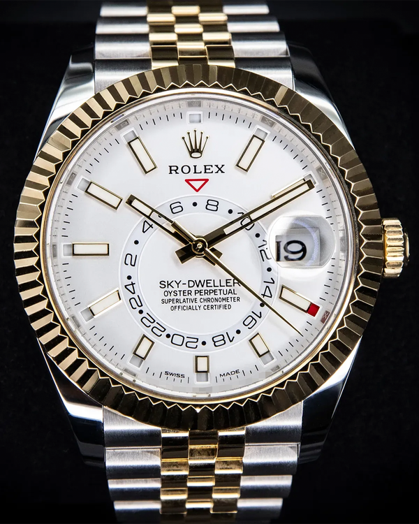 No Reserve - 2022 Rolex Sky-Dweller 42MM White Dial Two-Tone Jubilee Bracelet (326933)