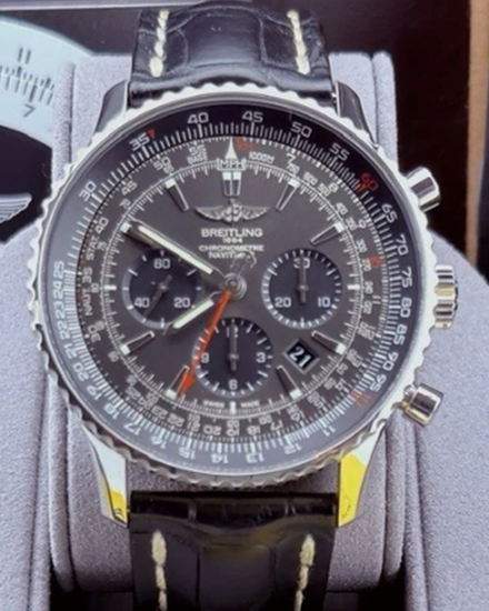 2017 Breitling Navitimer Chronograph L.E. 46MM Grey Dial Leather Strap (AB01271A/F570)