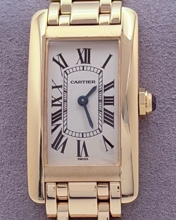 Cartier Tank Américaine 19MM Quartz Silver Dial Yellow Gold Bracelet (W26015K2)