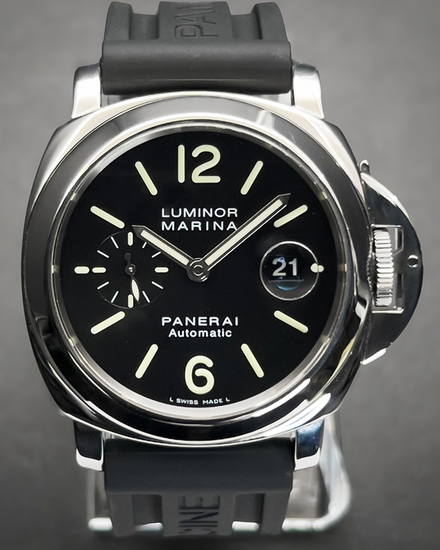 2004 Panerai Luminor Marina 44MM Black Dial Rubber Strap (PAM00104)