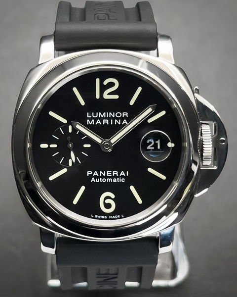 2004 Panerai Luminor Marina 44MM Black Dial Rubber Strap (PAM00104