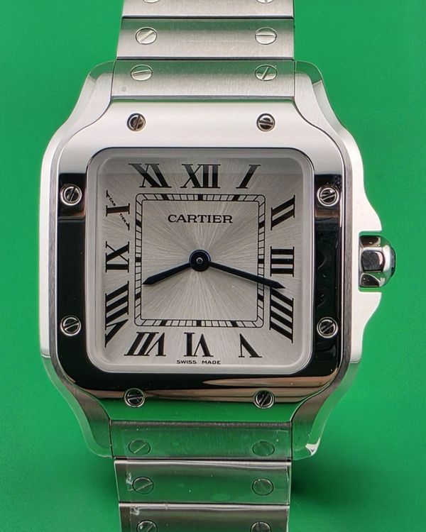 2026 Cartier Santos De Cartier 27MM Quartz Silver Dial Steel Bracelet (WSSA0082)