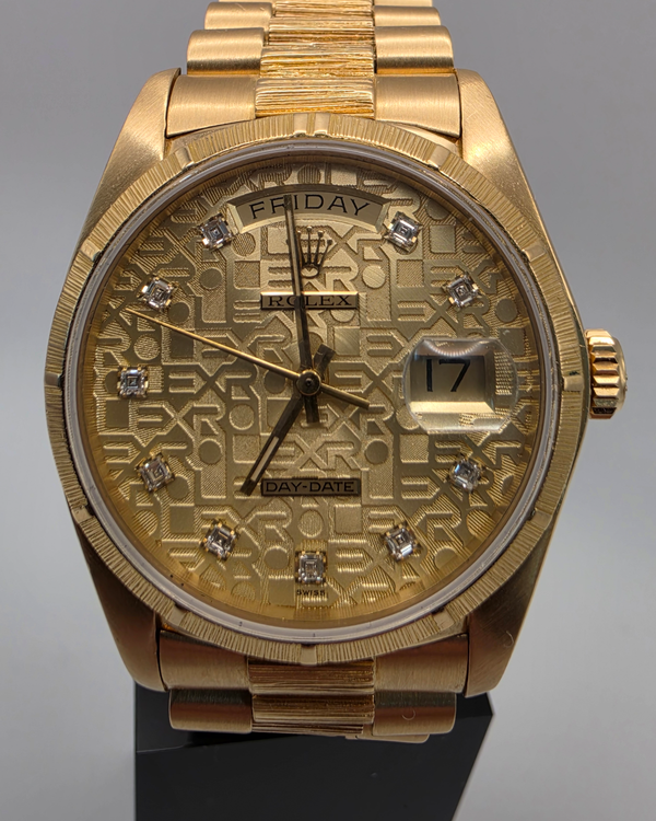 1979 Rolex Day-Date "Bark" 36MM Champagne "Jubilee" Dial Yellow Gold President Bracelet (18078)