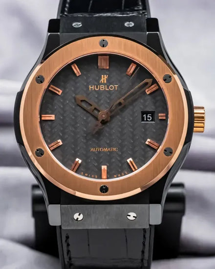 Hublot Classic Fusion 42MM Carbon Fiber Dial Leather Strap (542.CO.1781.RX)