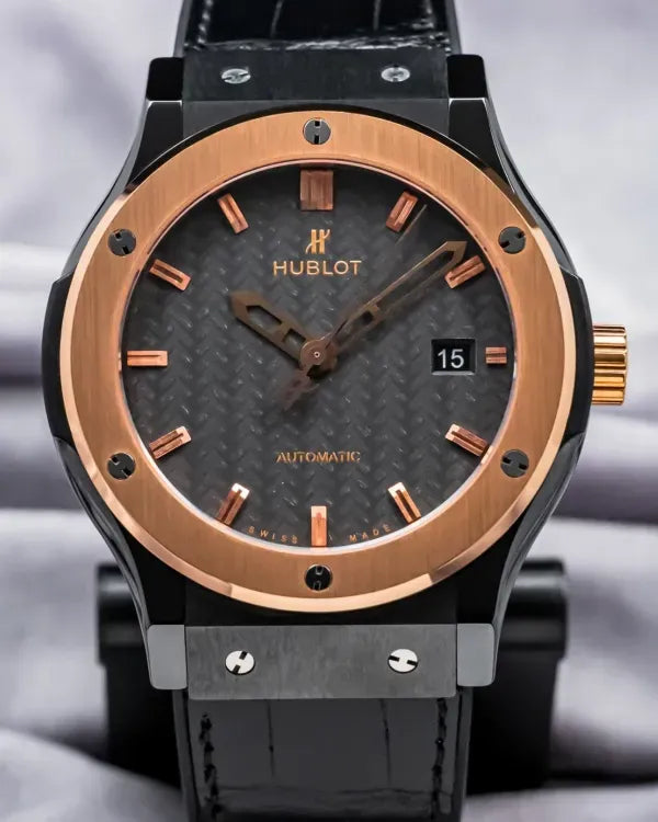 Hublot Classic Fusion 42MM Carbon Fiber Dial Leather Strap (542.CO.1781.RX)