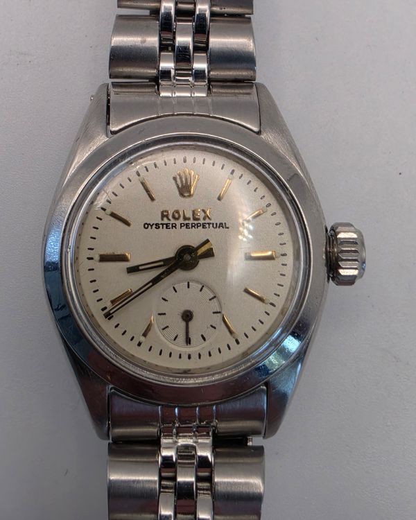 1957 Rolex Oyster Perpetual 25MM White Dial Aftermarket Steel Bracelet (6504)