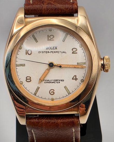 1960 Rolex Oyster Perpetual "Bubble Back" 32MM White Dial Aftermarket Leather Strap (3131)