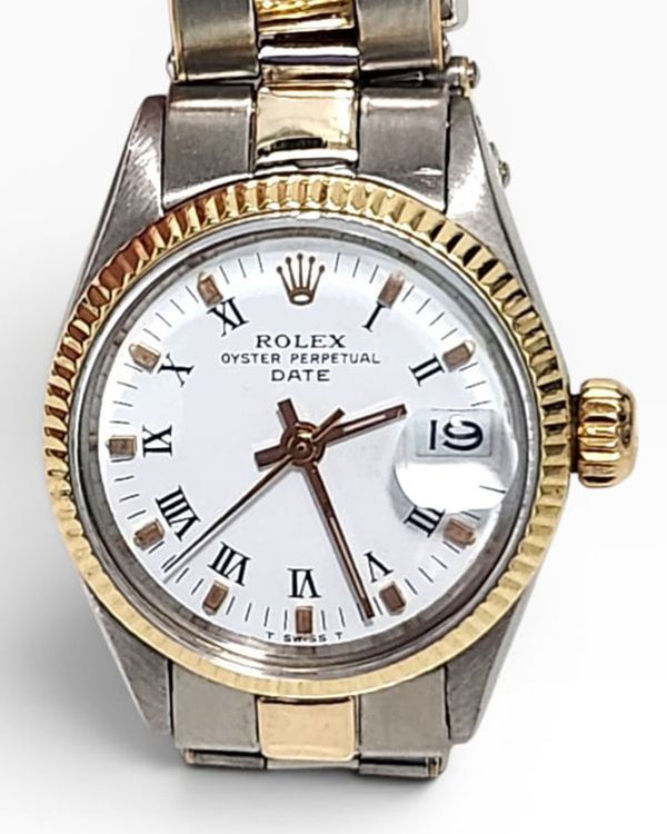 Rolex Oyster Perpetual Lady Date 26MM White Dial Two-Tone Oyster Bracelet (6519)