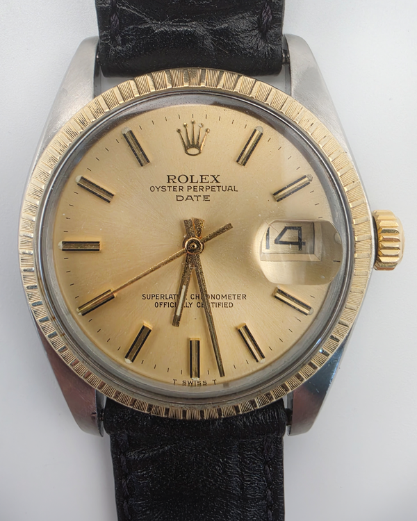 1979 Rolex Oyster Perpetual Date 34MM Champagne Dial Aftermarket Leather Strap (1505)