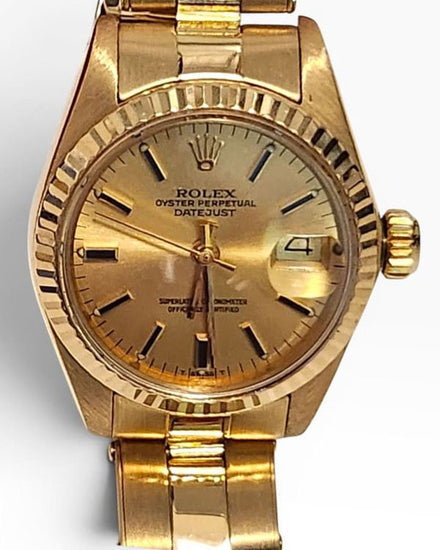 Rolex Lady-Datejust 26MM Champagne Dial Yellow Gold Oyster Bracelet (6917)
