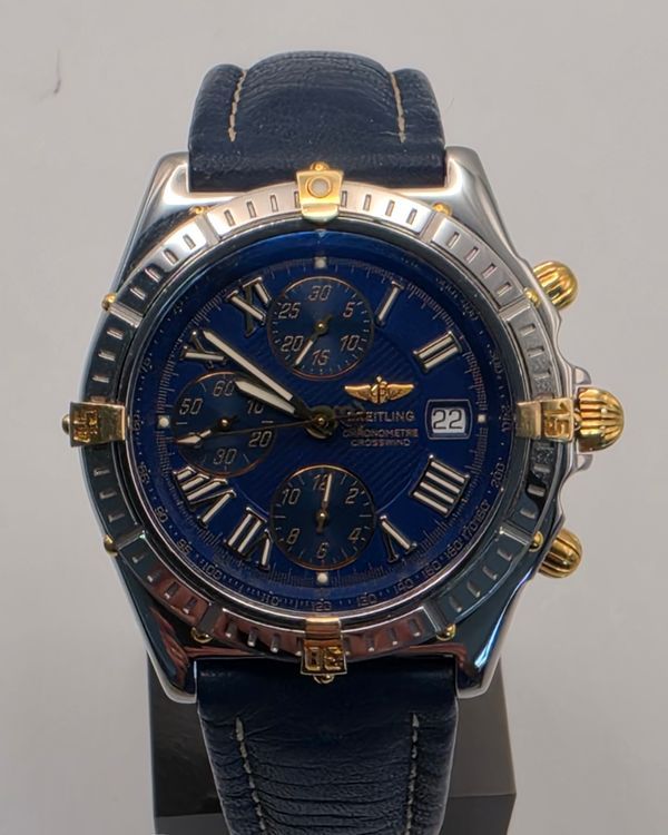 Breitling Crosswind Chronograph 43MM Blue Dial Leather Strap (B13355)