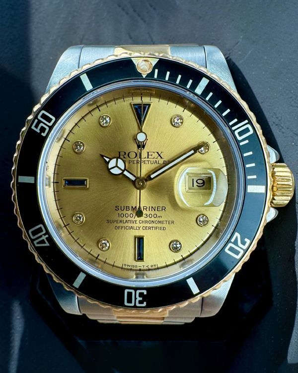 Rolex Submariner Date 40MM Champagne "Serti" Dial Two-Tone Oyster Bracelet (16613)