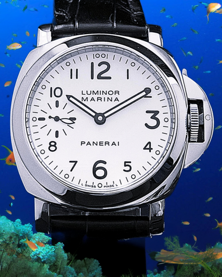 No Reserve - 2006 Panerai Luminor Marina 44MM White Dial Leather Strap (PAM00113)
