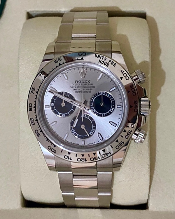 2026 Rolex Cosmograph Daytona 40MM Silver "Ghost" Dial White Gold Oyster Bracelet (126509)