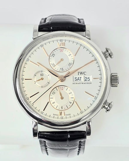 2021 IWC Schaffhausen Portofino Chronograph 42MM Silver Dial Leather Strap (IW391031)