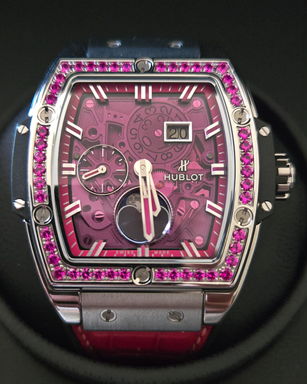 2021 Hublot Spirit Of Big Bang Moonphase 42MM Pink Skeleton Dial Leather Strap (647.NX.7371.LR.1233)