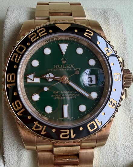 Rolex GMT-Master II 40MM Green Dial Yellow Gold Oyster Bracelet (116718)