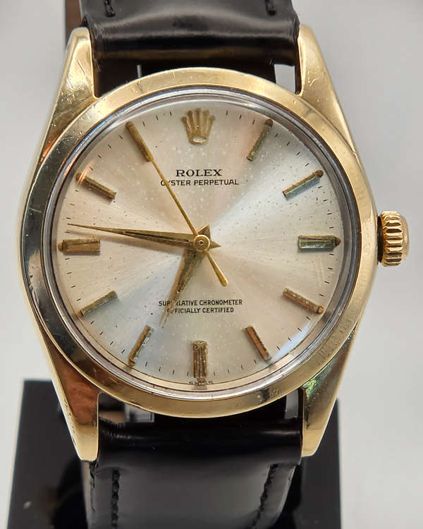 1962 Rolex Oyster Perpetual 34MM Silver Dial Aftermarket Leather Strap (1014)