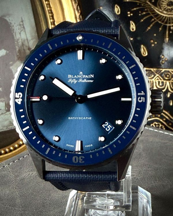 2020 Blancpain Fifty Fathoms Bathyscaphe 43.6MM Blue Dial Textile Strap (N5000-0240-O52A)