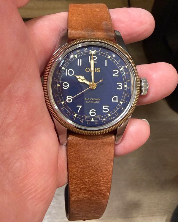 No Reserve - Oris Big Crown Pointer Date 40MM Blue Dial Leather Strap (01 754 7741 4365)
