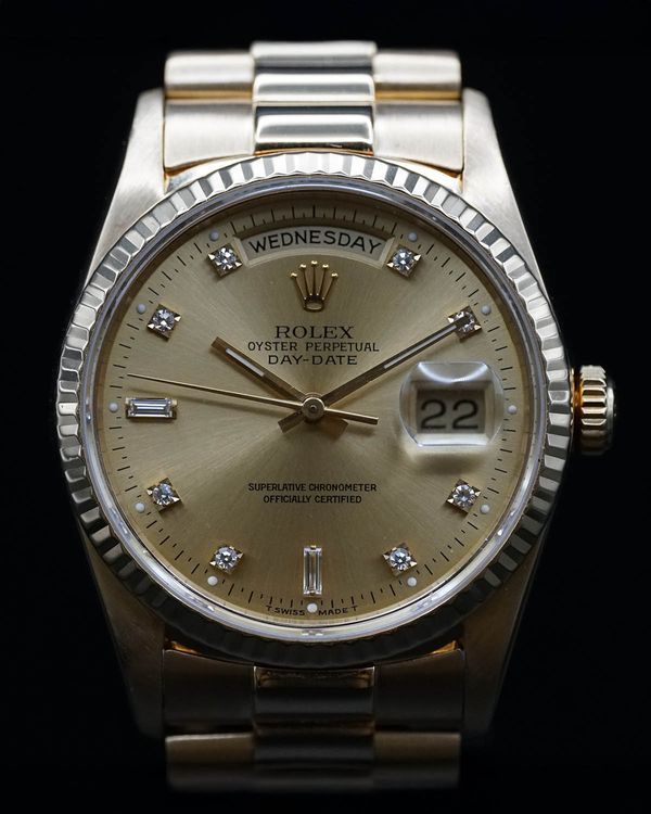 1991 Rolex Day-Date 36MM Champagne Dial Yellow Gold President Bracelet (18238)