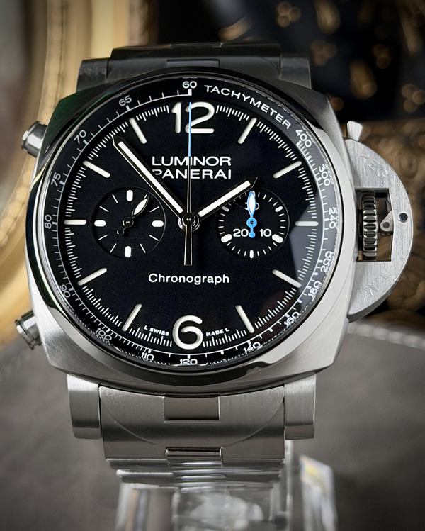 2024 Panerai Luminor Chronograph 44MM Black Dial Steel Bracelet (PAM01109)