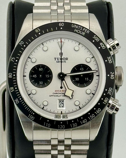 No Reserve - 2021 Tudor Black Bay Chrono "Panda" 41MM White Dial Aftermarket Steel Bracelet (79360N)