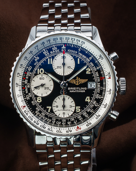 No Reserve - Breitling Navitimer II 41.5MM Black Dial Steel Bracelet (A13022)