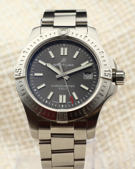 No Reserve - Breitling Chronomat Colt 41MM Grey Dial Steel Bracelet (A17313)