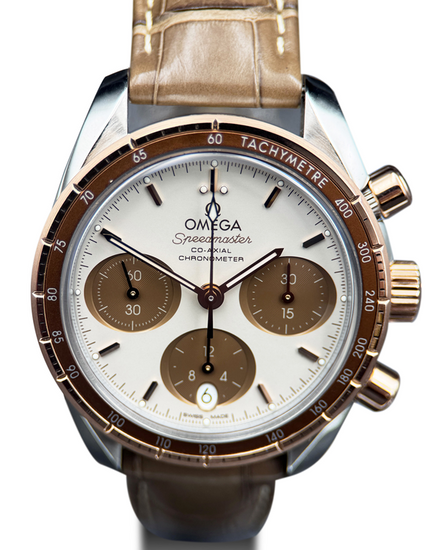 No Reserve - 2023 Omega Speedmaster 38' 38MM White "Capuccino" Dial Leather Strap (324.23.38.50.02.002)
