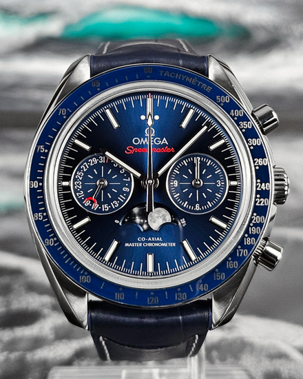 2024 Omega Speedmaster Moonphase 44.25MM Blue Dial Leather Strap (304.33.44.52.03.001)