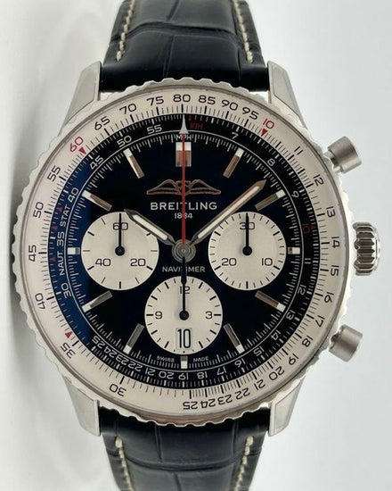 2026 Breitling Navitimer B01 Chronograph 43MM Black Dial Leather Strap (AB0138)
