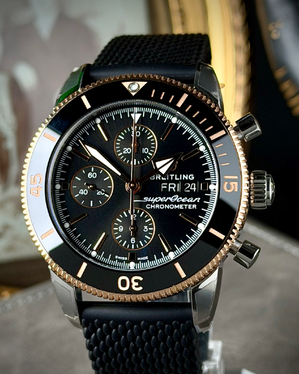 2025 Breitling Superocean Heritage Chronograph 44MM Black Dial Rubber Strap (U13313121B1S1)