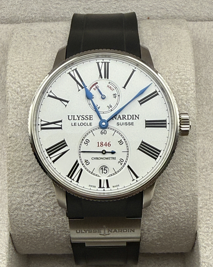 No Reserve - 2022 Ulysse Nardin Marine Torpilleur 42MM White Dial Rubber Strap (1183-310/40)