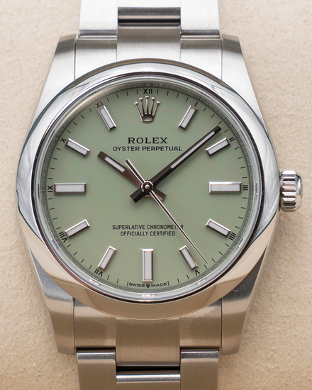 2026 Rolex Oyster Perpetual 34MM Pistachio Dial Oyster Bracelet (124200)