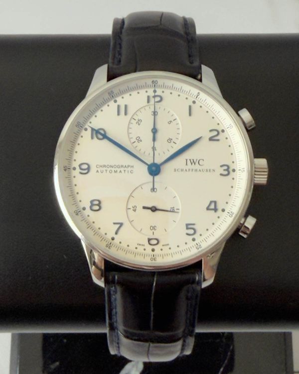 IWC Schaffhausen Portugieser Chronograph 41MM Silver Dial Leather Strap (IW371417)