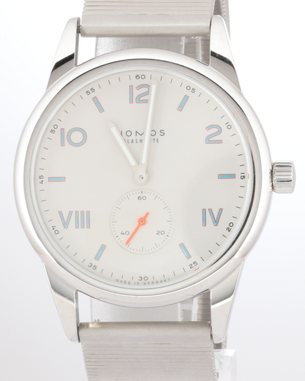 No Reserve - 2023 NOMOS Glashutte Club 38.5MM Silver Dial Steel Bracelet (735)