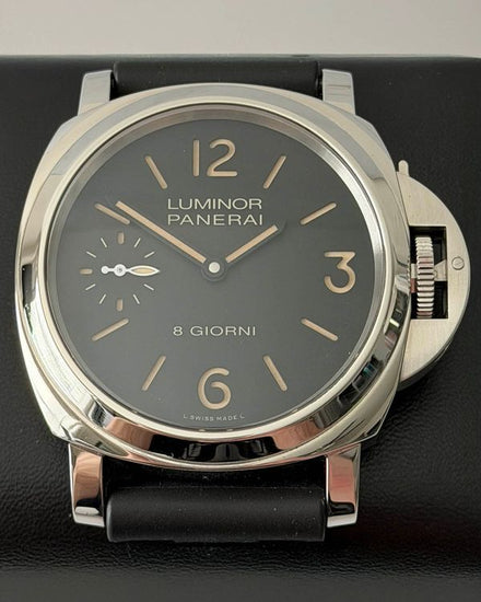 2021 Panerai Luminor Base 8 Giorni 44MM Black Dial Rubber Strap (PAM00915)