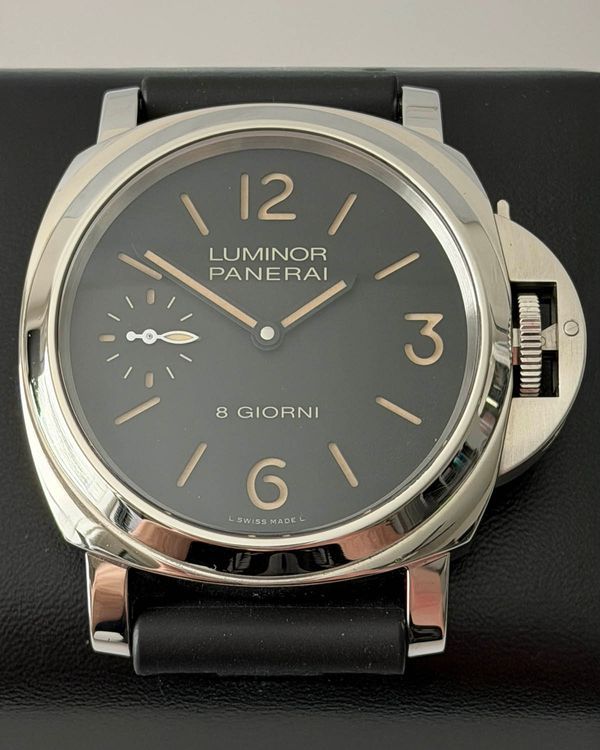 2021 Panerai Luminor Base 8 Giorni 44MM Black Dial Rubber Strap (PAM00915)