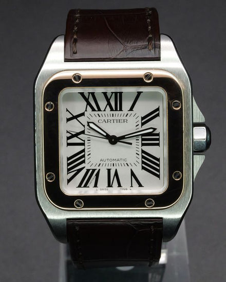 2012 Cartier Santos 100 33MM White Dial Leather Strap (W20107X7)