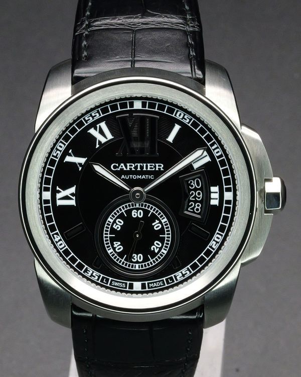 2011 Cartier Calibre de Cartier 42MM Black Dial Leather Strap (W7100014)