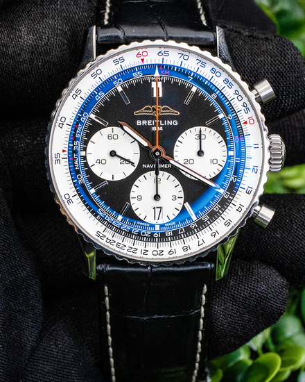 2024 Breitling Navitimer B01 Chronograph 41MM Black Dial Leather Strap (AB0139211B1P1)