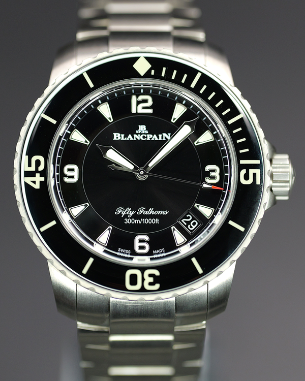 2022 Blancpain Fifty Fathoms 45MM Black Dial Titanium Bracelet (5015-12B30-98B)