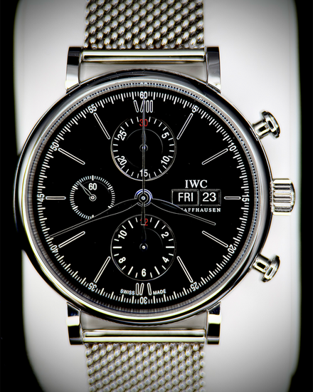 2018 IWC Schaffhausen Portofino Chronograph 42MM Black Dial Steel Bracelet (IW391010)