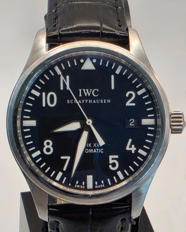 IWC Schaffhausen Pilot Mark XVI 39MM Black Dial Aftermarket Leather Strap (IW325501)