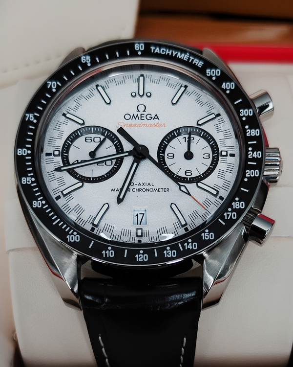 2025 Omega Speedmaster Racing 44.25MM White Dial Leather Strap (329.33.44.51.04.001)
